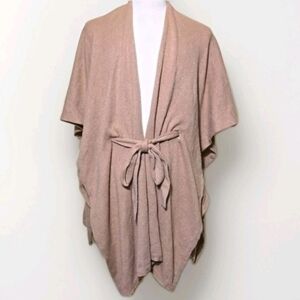 Anthropologie Saturday Sunday Lucia Tied Kimono‎ Belted Poncho Tan Neutral